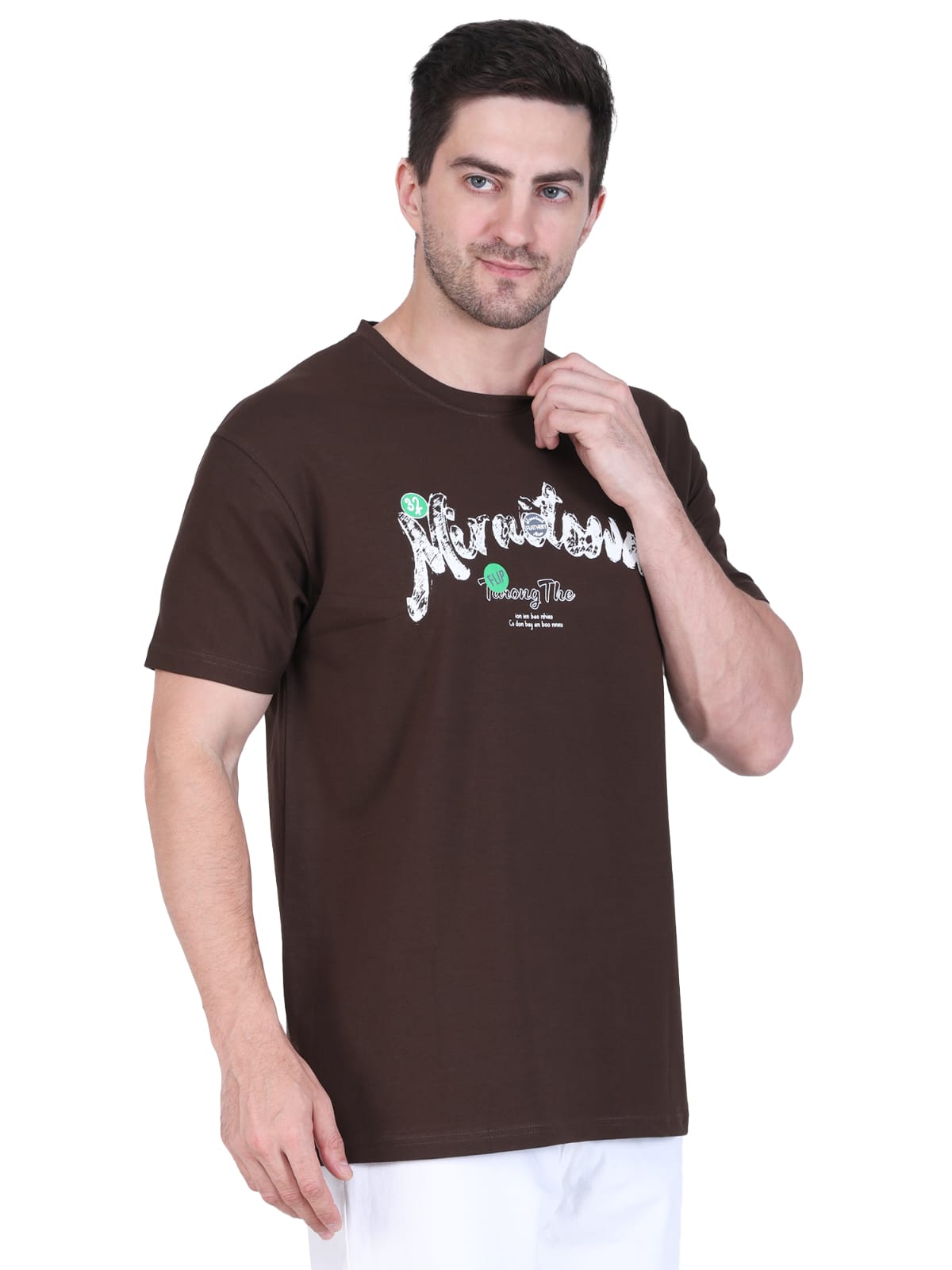 Men's brown printed t-shirt
