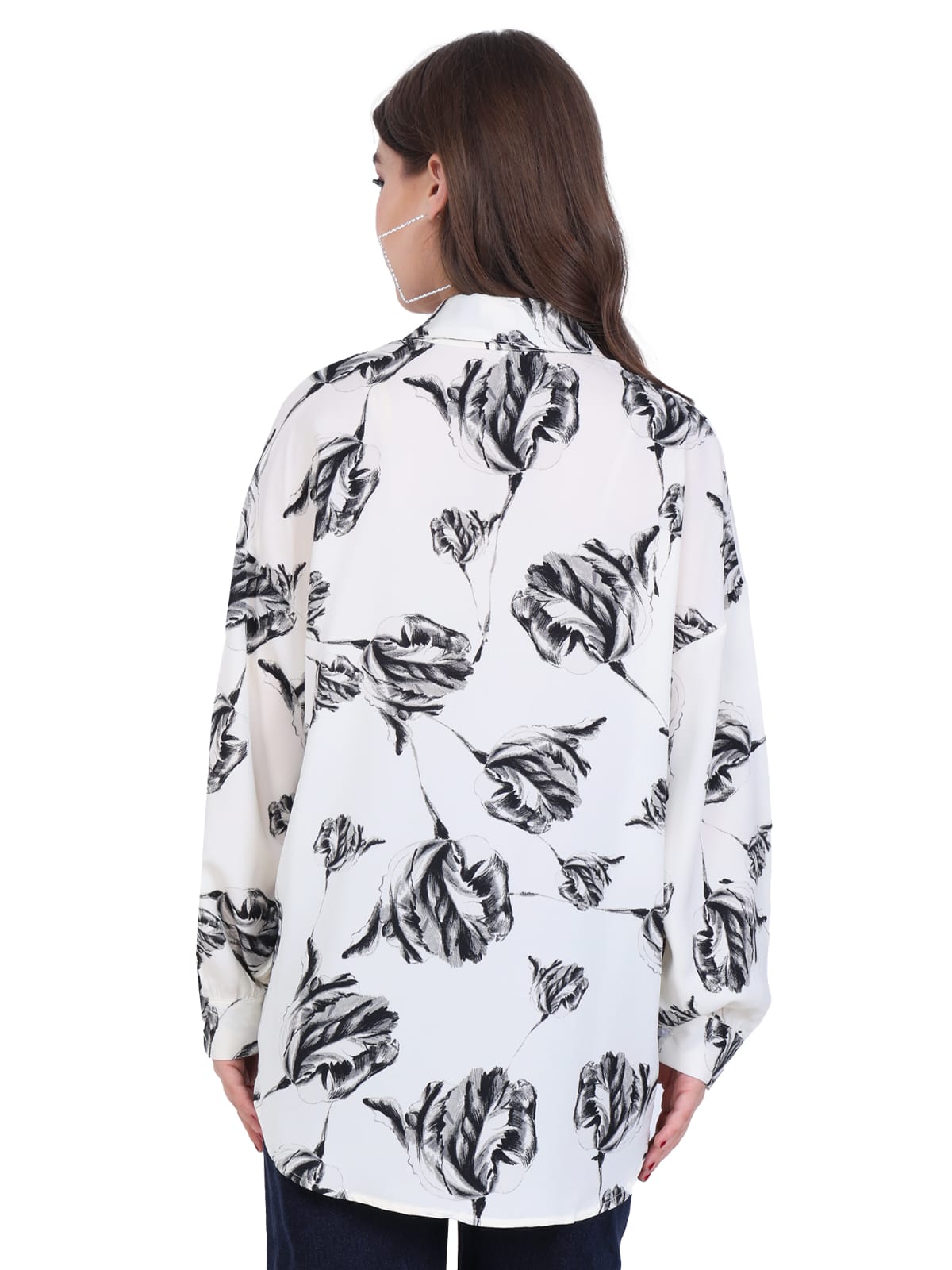 Abstract Print White Shirt