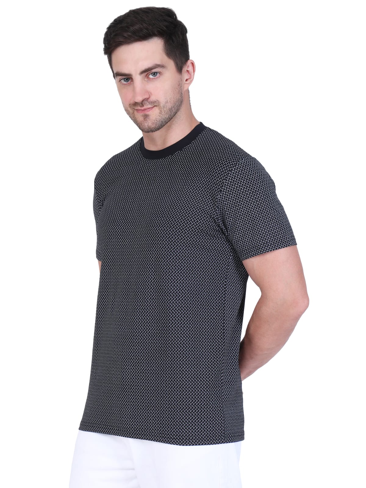 Black Printed Crew Neck T-Shirt