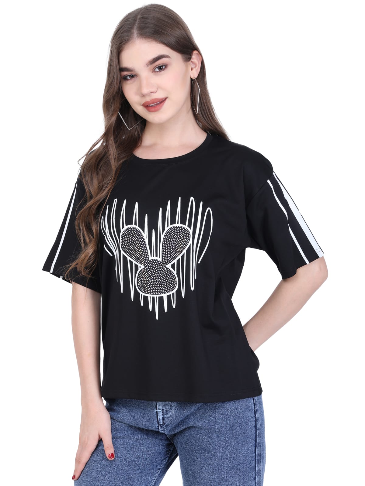 Graphic Black Casual T-shirt