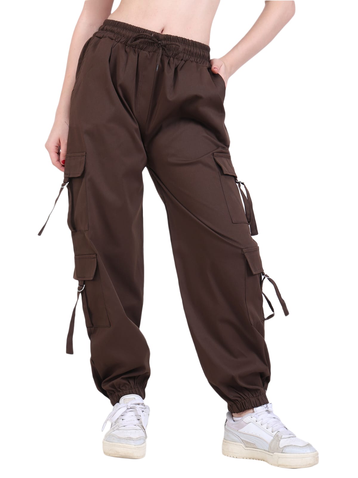 Brown Cargo Jogger Pants
