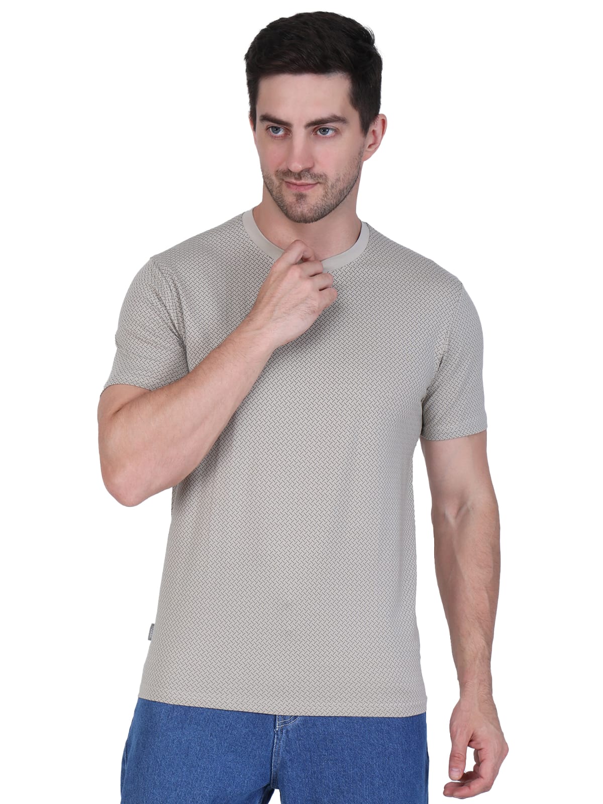 Men's Grey Checkered T-Shirt