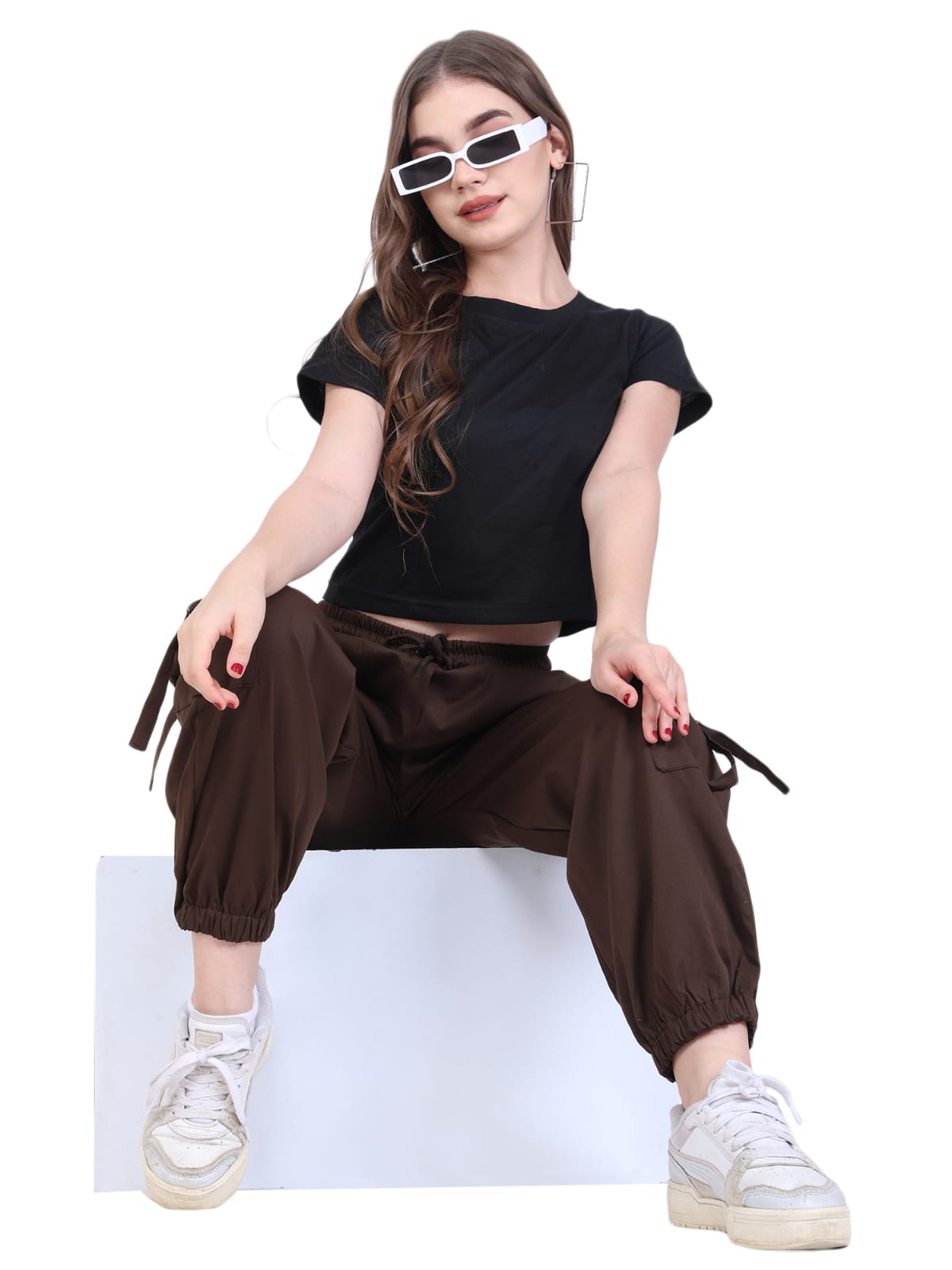 Brown Cargo Jogger Pants