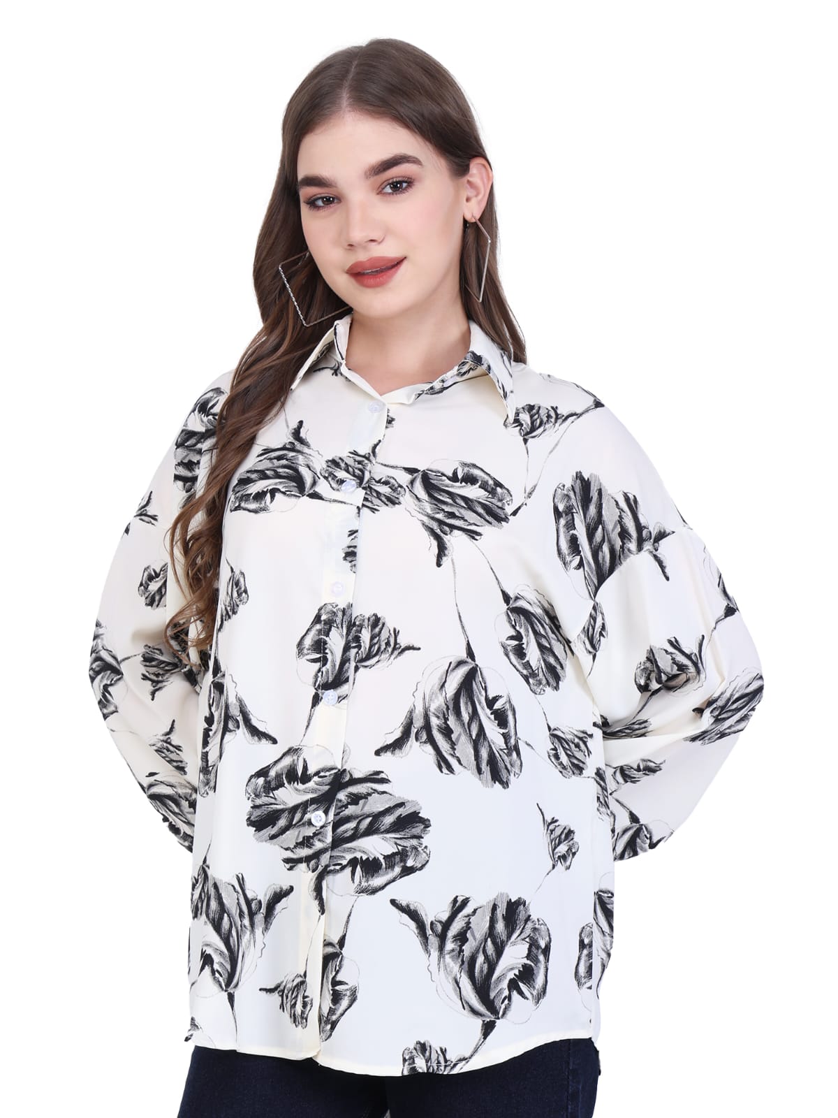 Abstract Print White Shirt