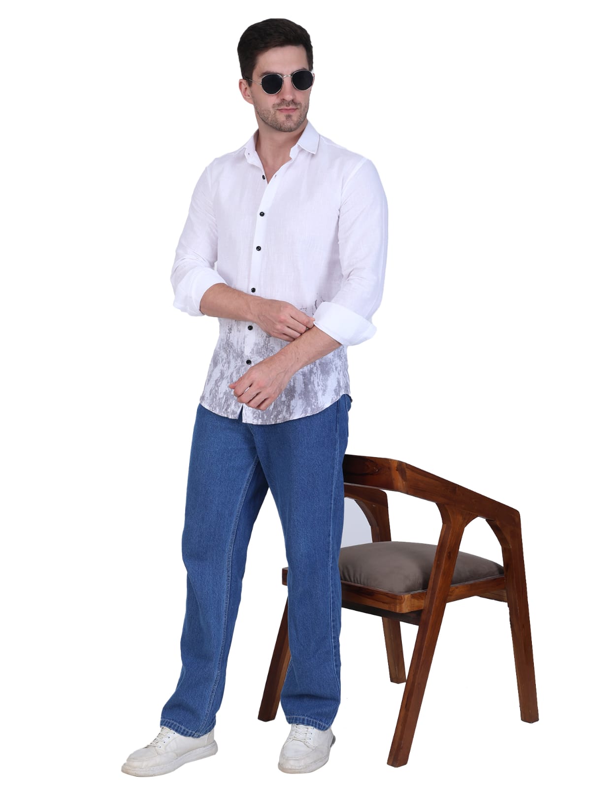 White Gradient Casual Shirt