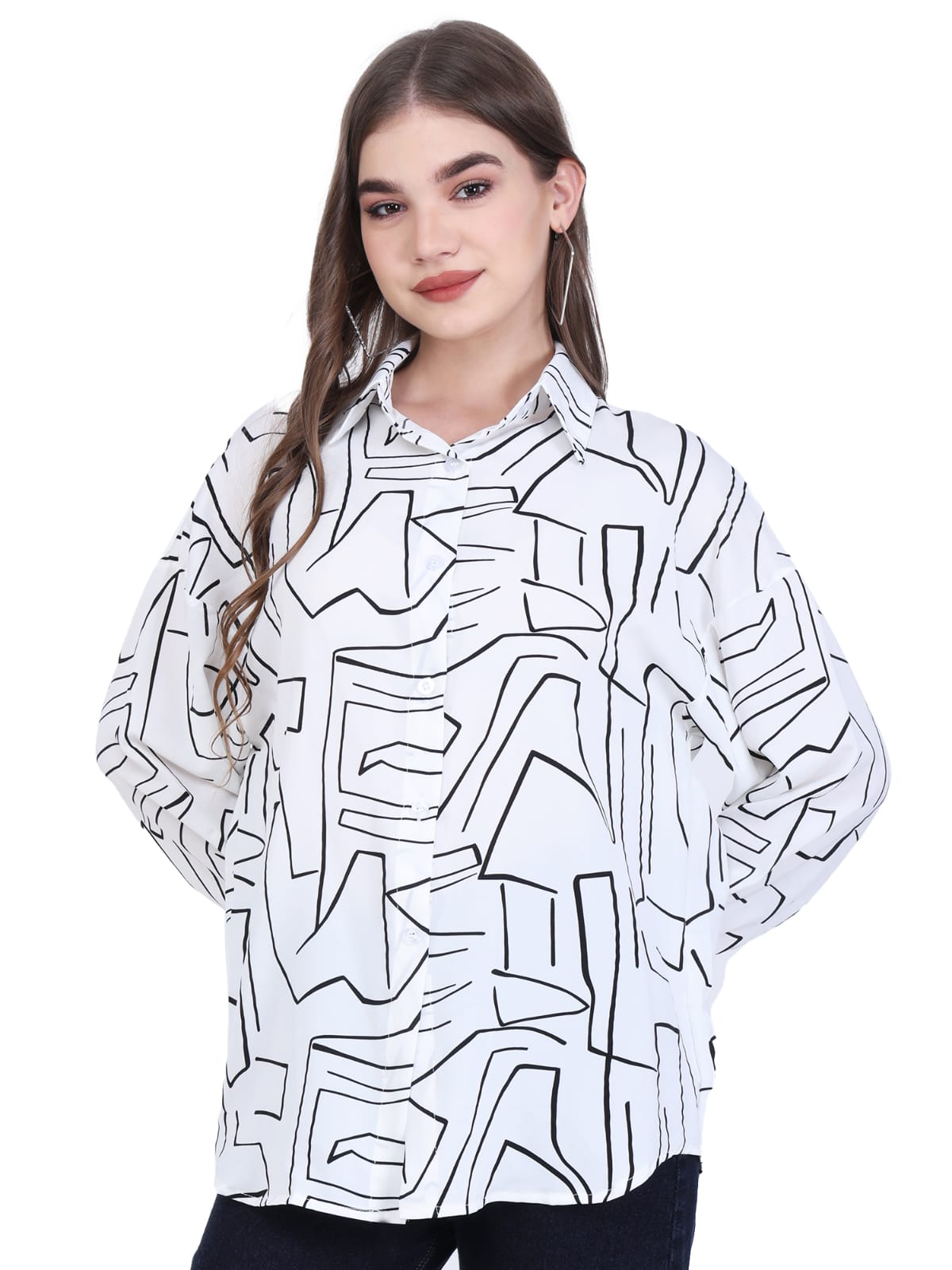 Abstract Pattern Button-Up Shirt