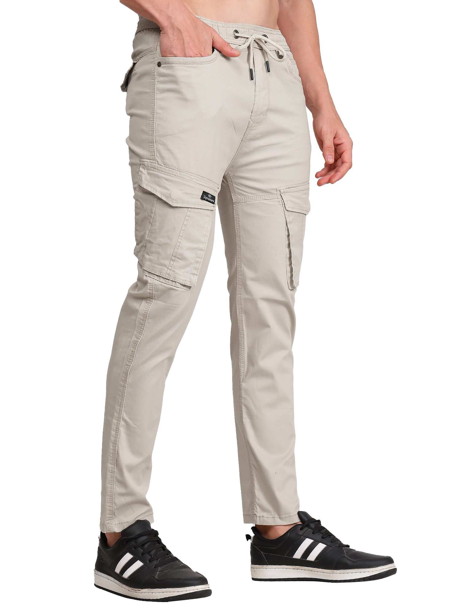 Men's Beige Cargo Jogger Pants