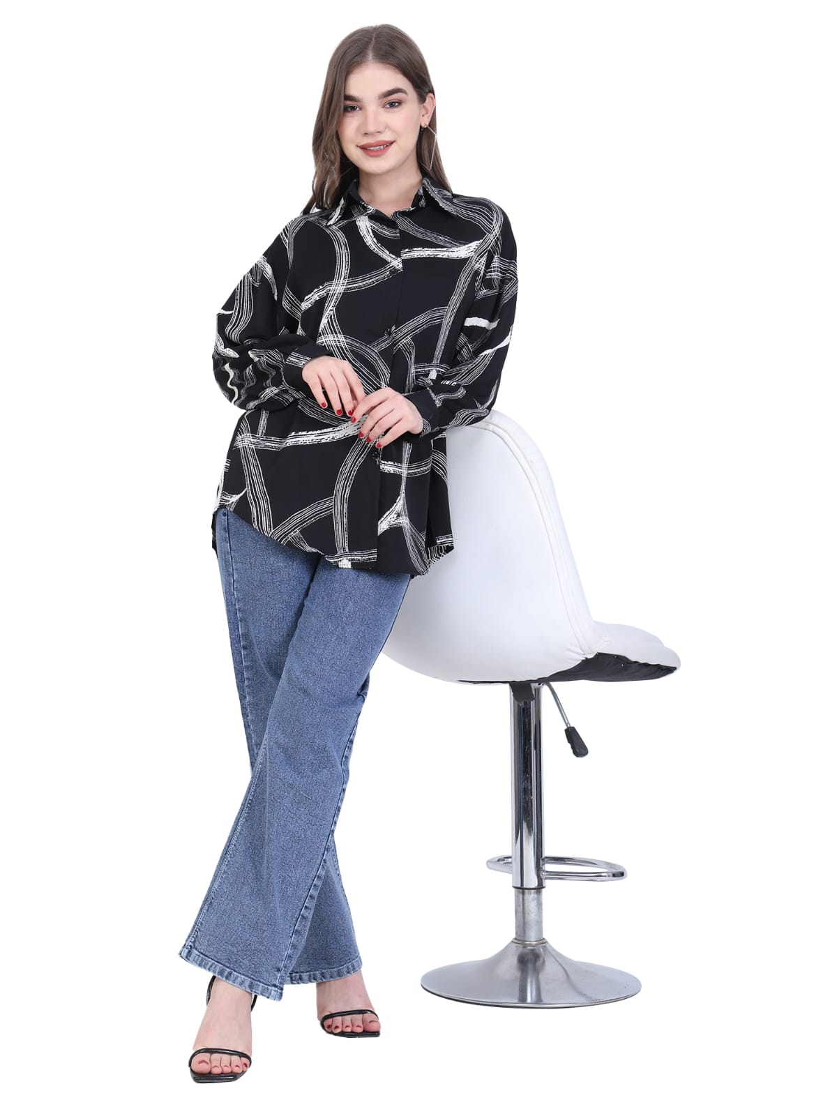 Abstract Print Black Shirt