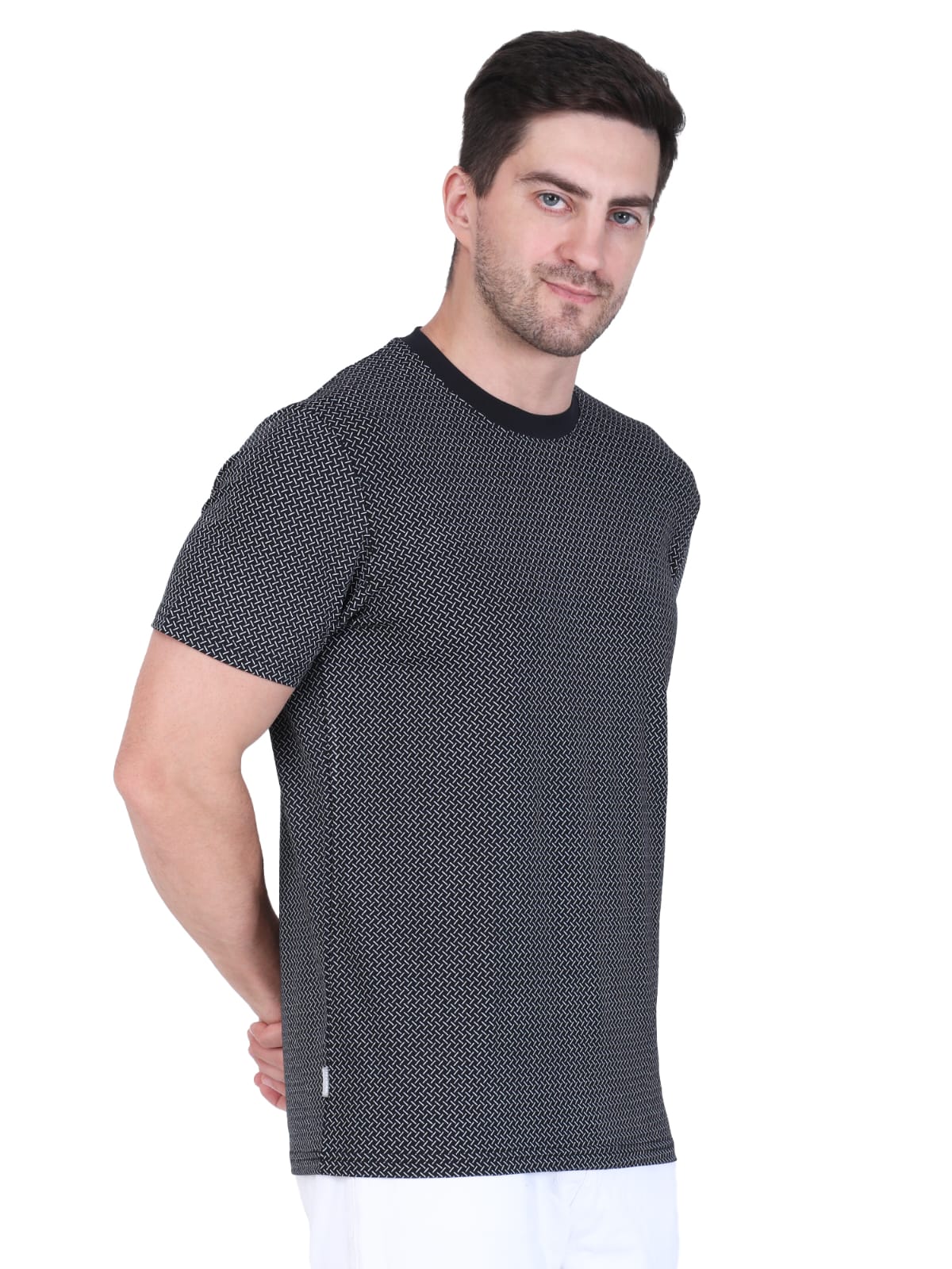 Black Printed Crew Neck T-Shirt