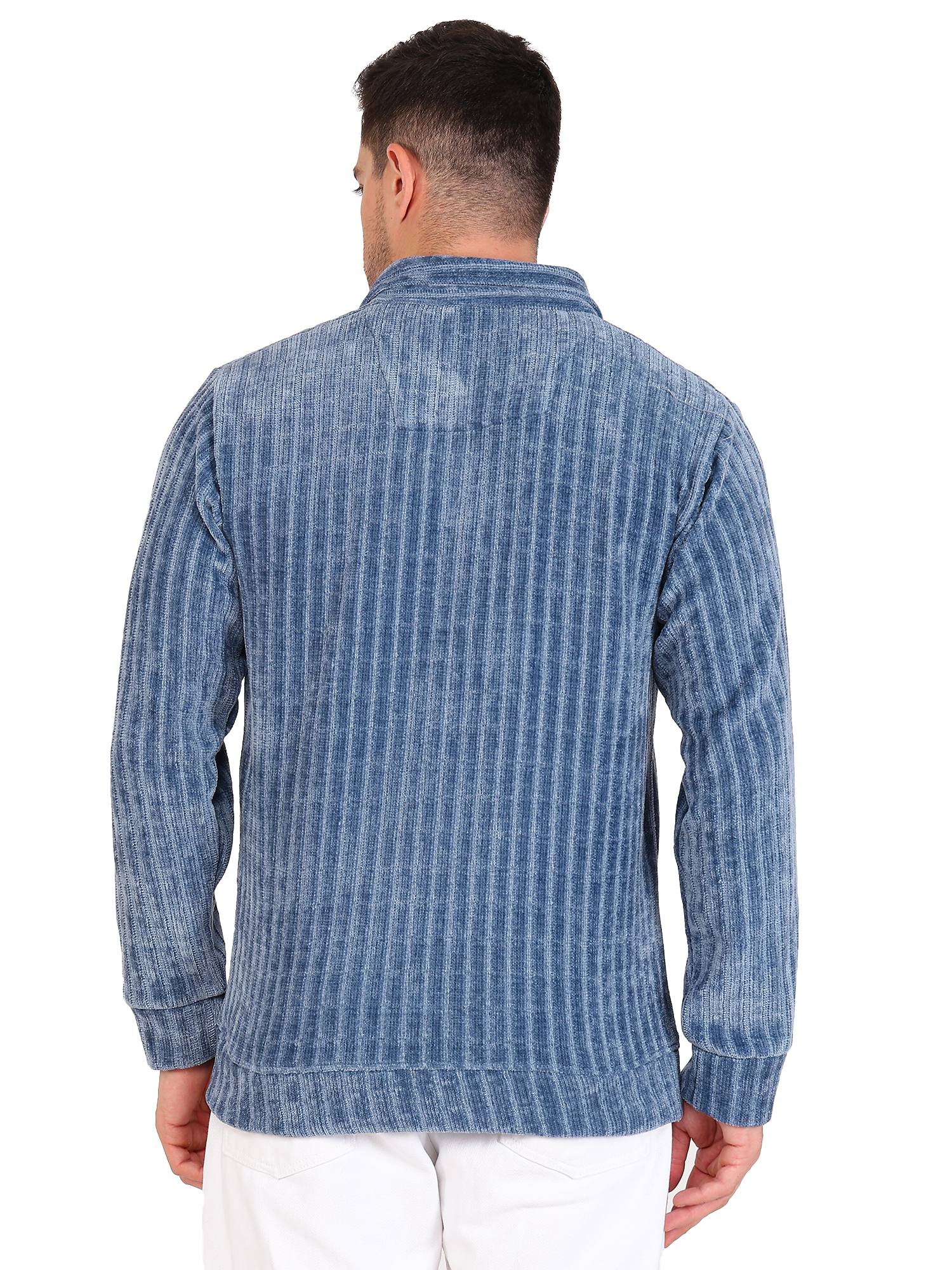 Men's Blue Ribbed Pullover