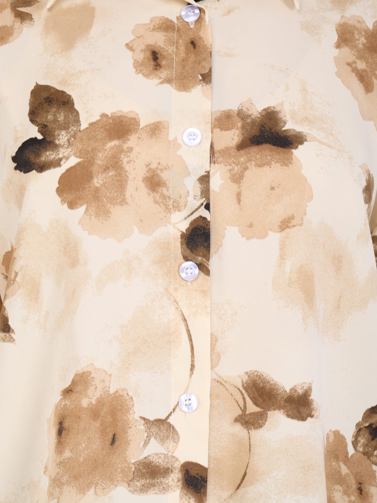 Beige Floral Print Shirt