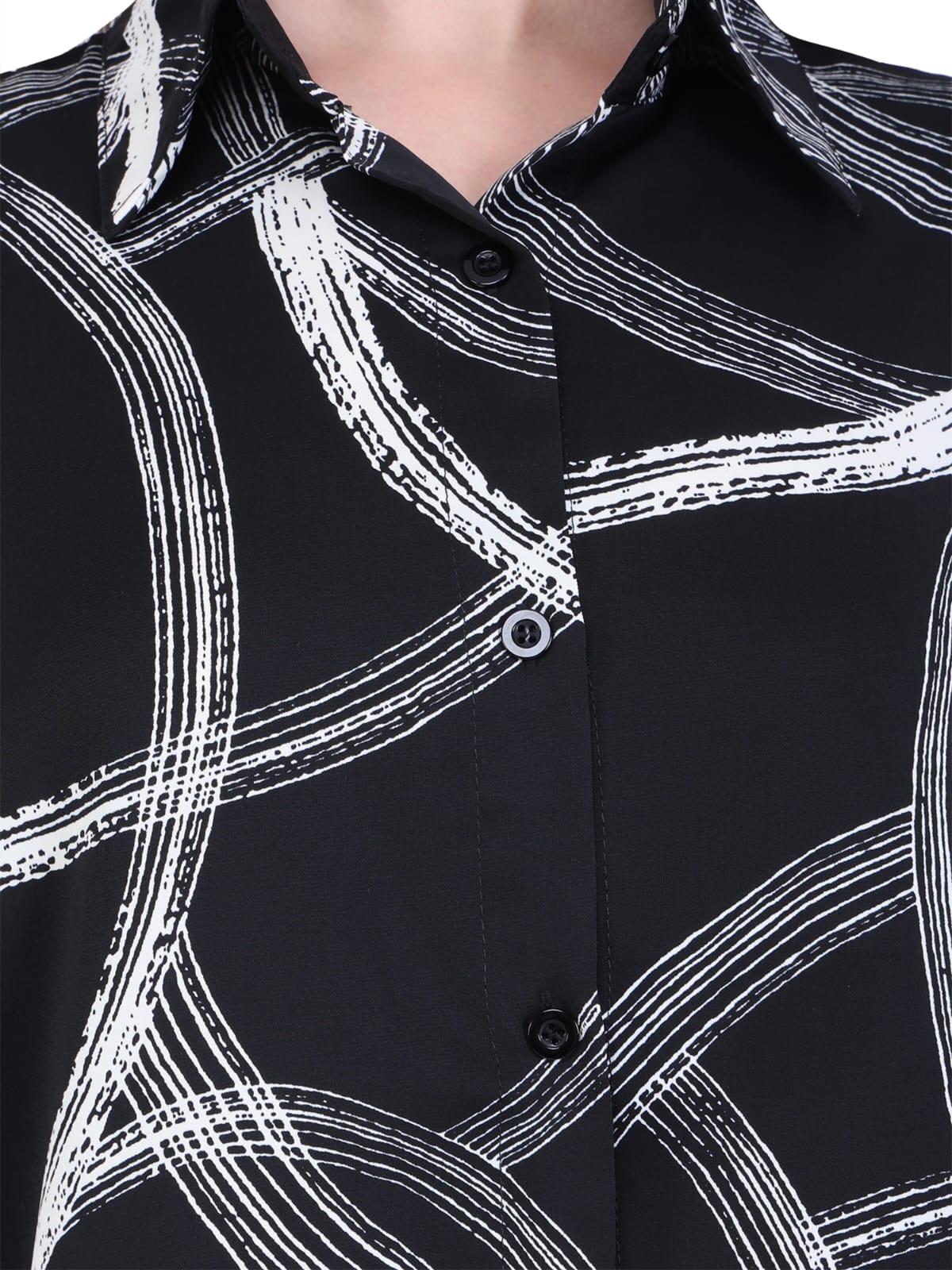 Abstract Print Black Shirt