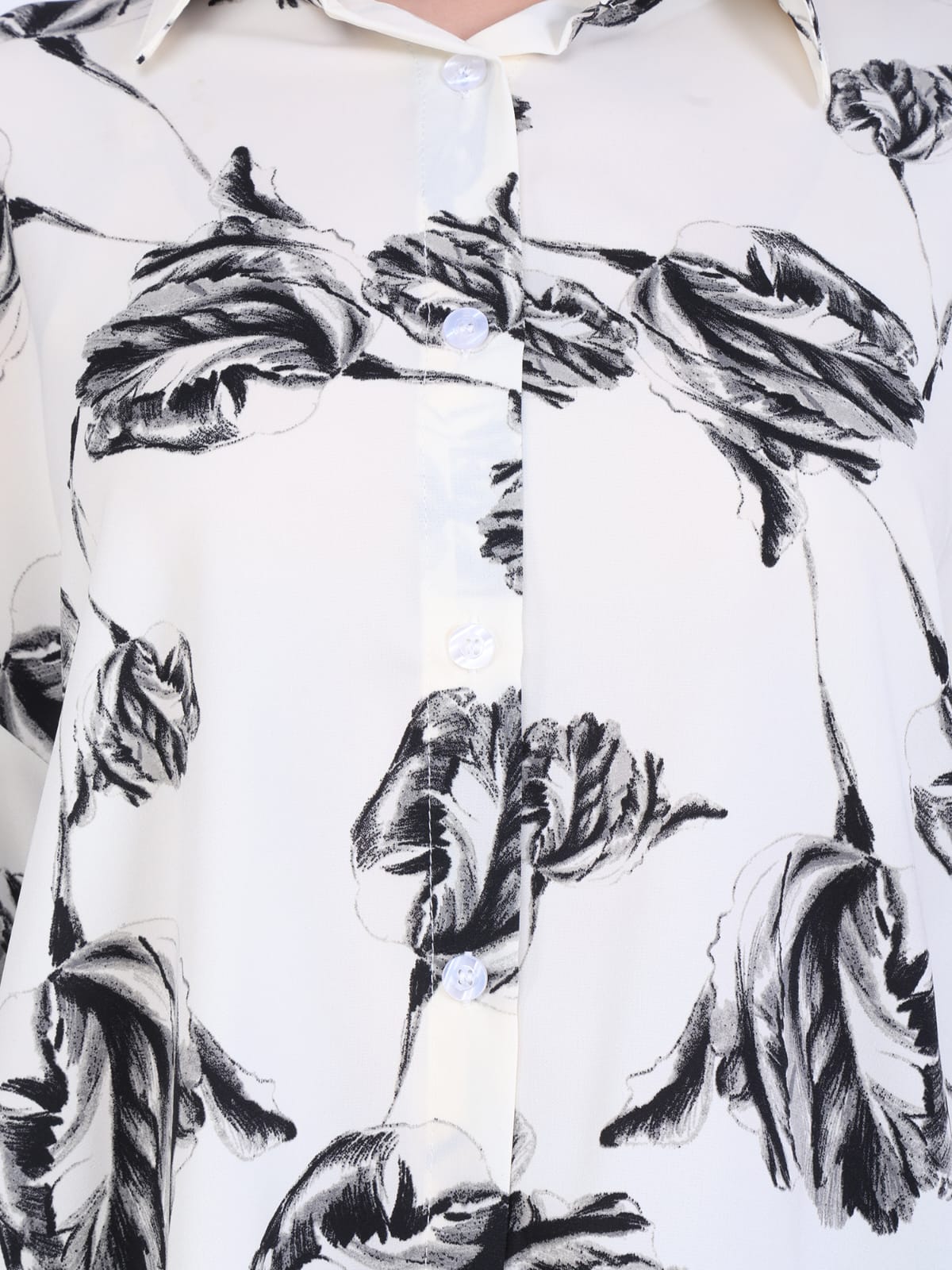 Abstract Print White Shirt