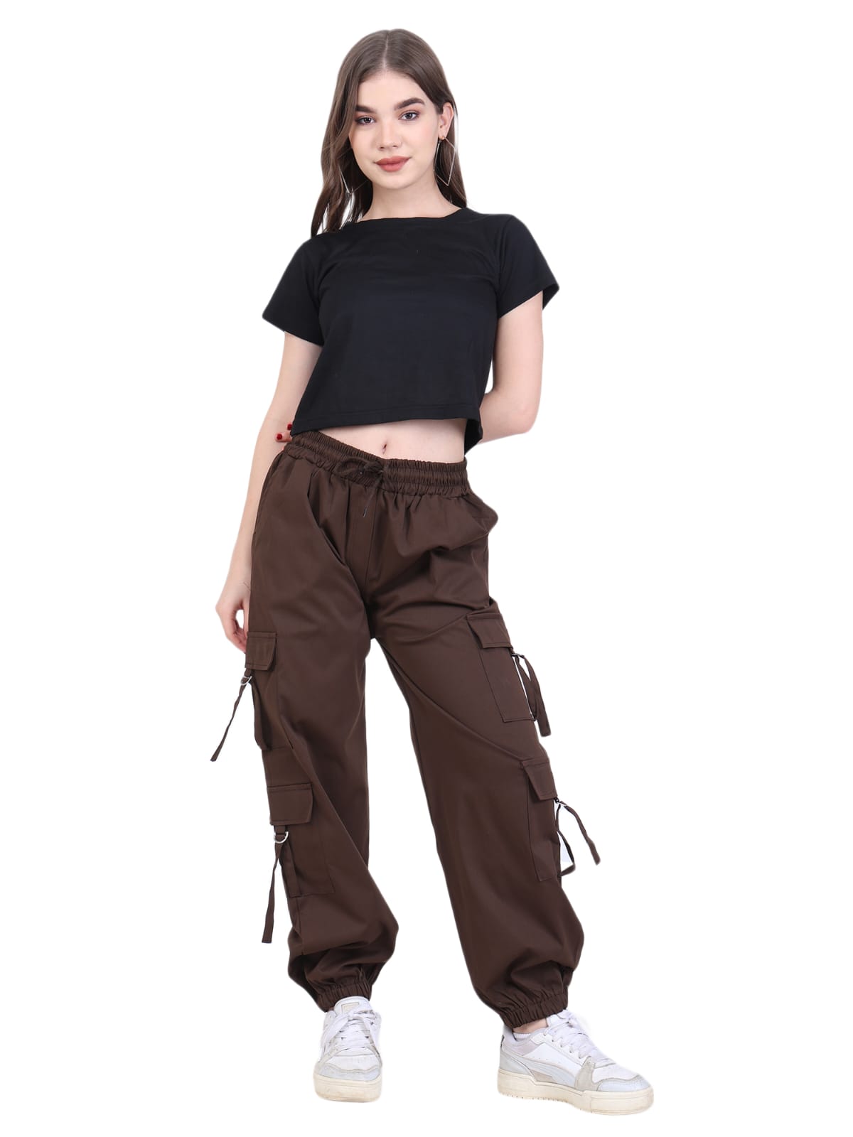 Brown Cargo Jogger Pants