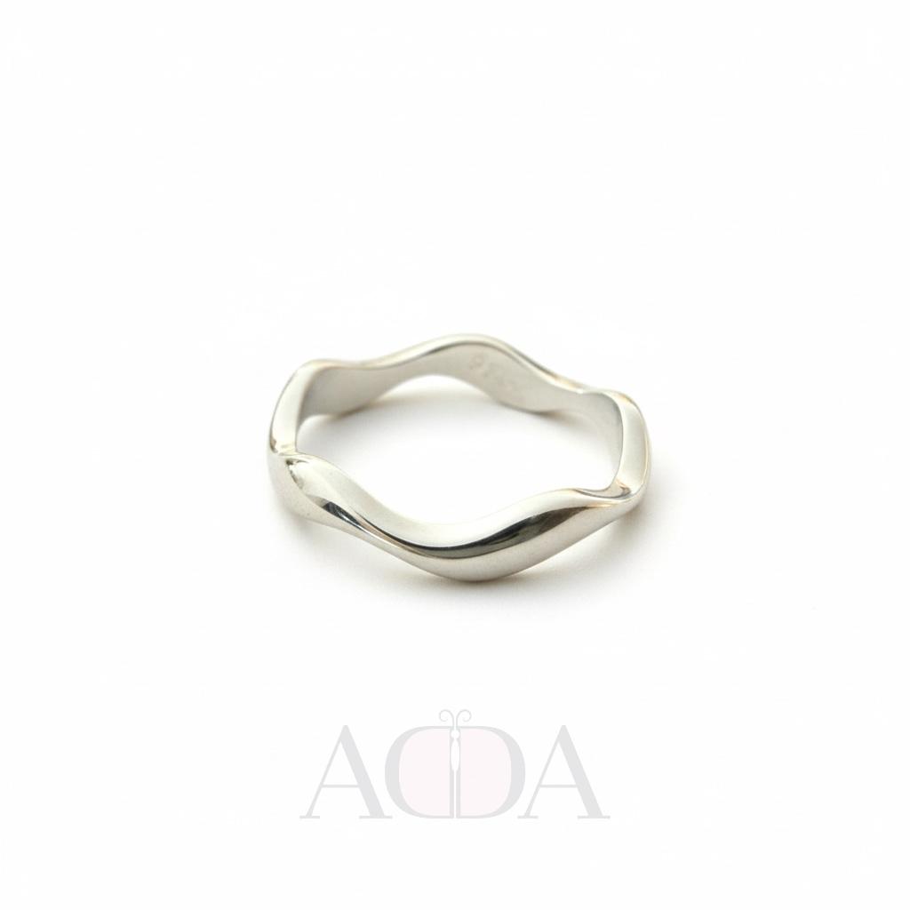 Anillo Plata Minimalista Ondas