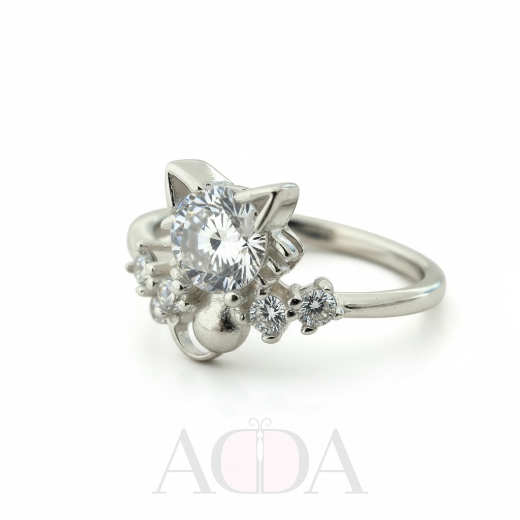 Anillo de gato con circonia