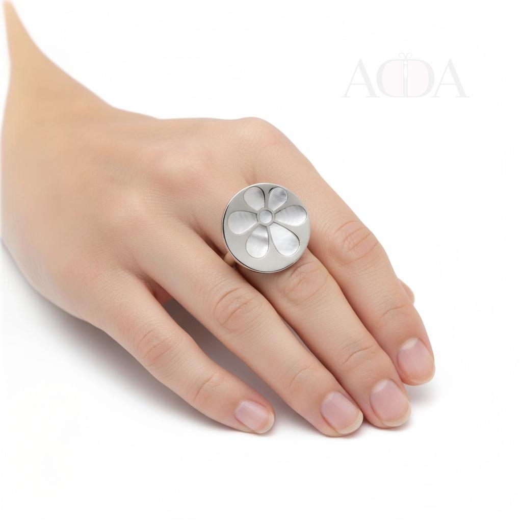 Anillo Flor Plata y nácar
