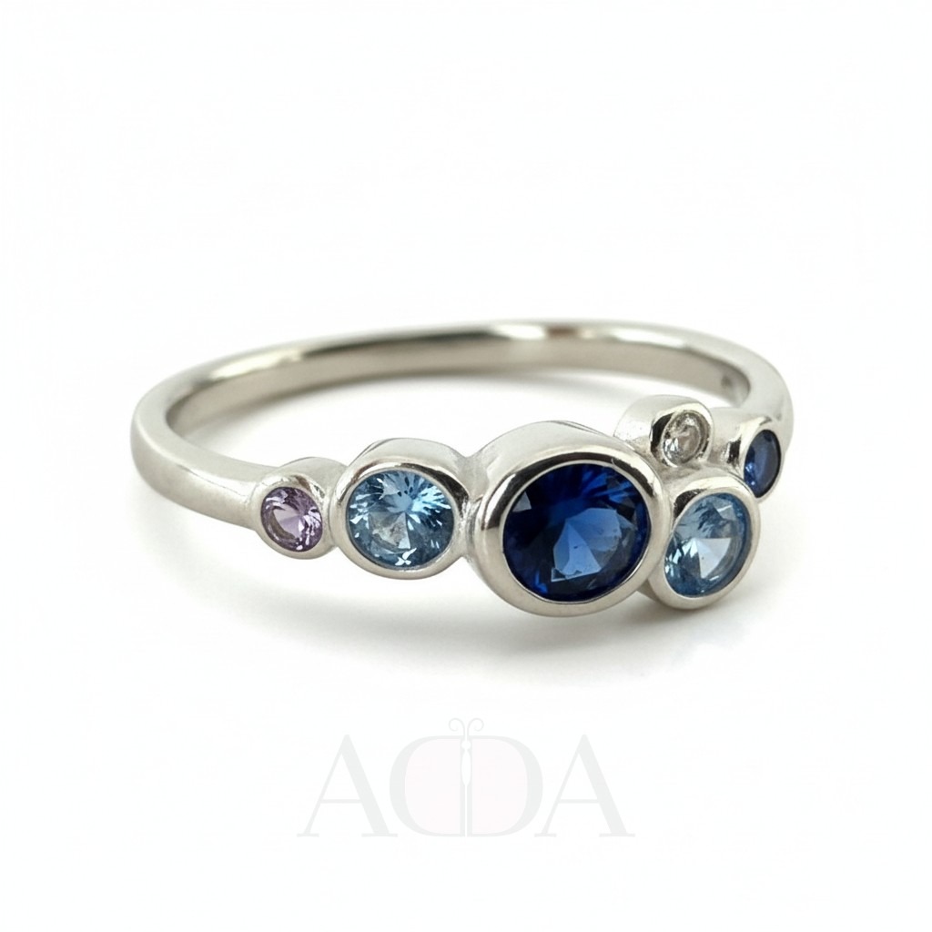 Anillo de plata circonitas azules
