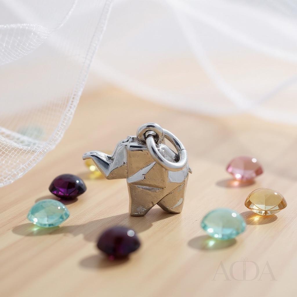 Dije Elefante Origami Plata