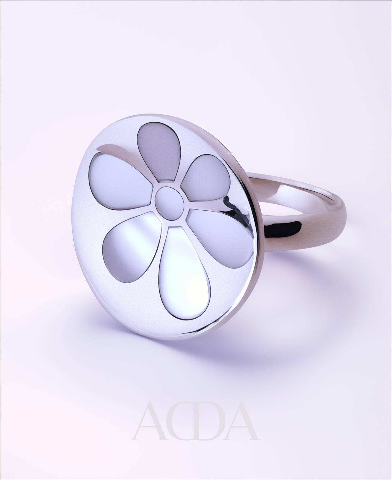 Anillo Flor Plata y nácar