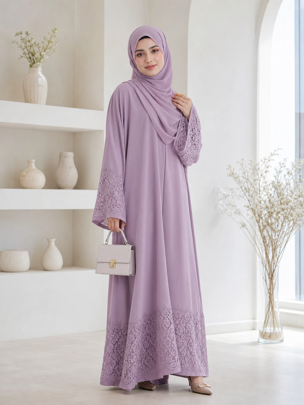Elegant Lavender Abaya