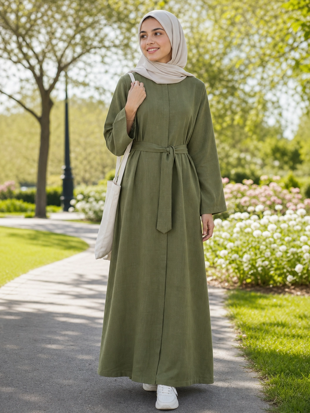 Olive Green Modest Maxi Dress