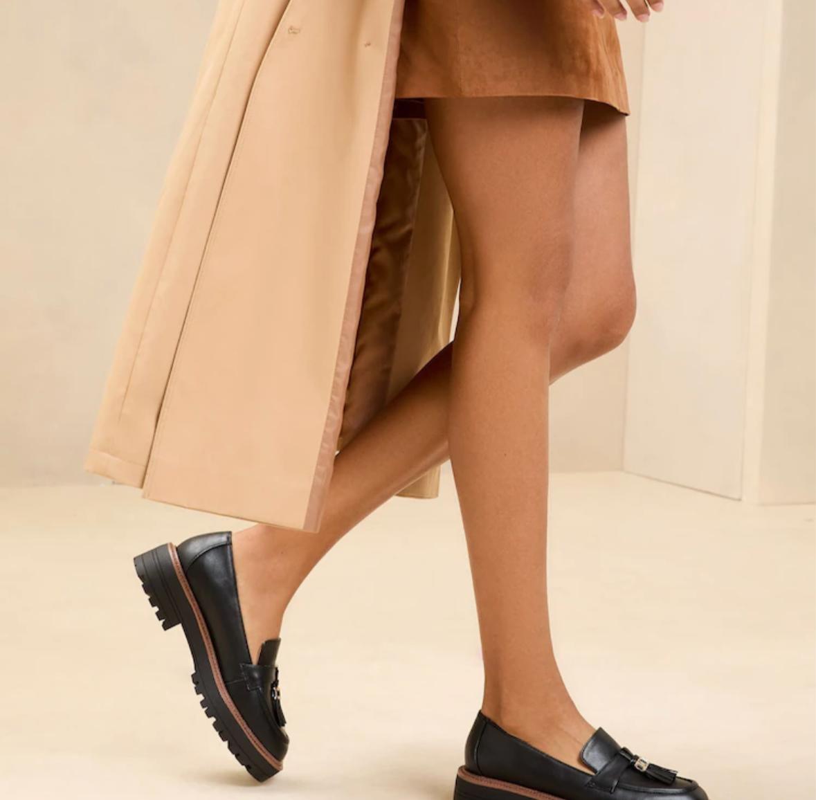 Black leather loafers