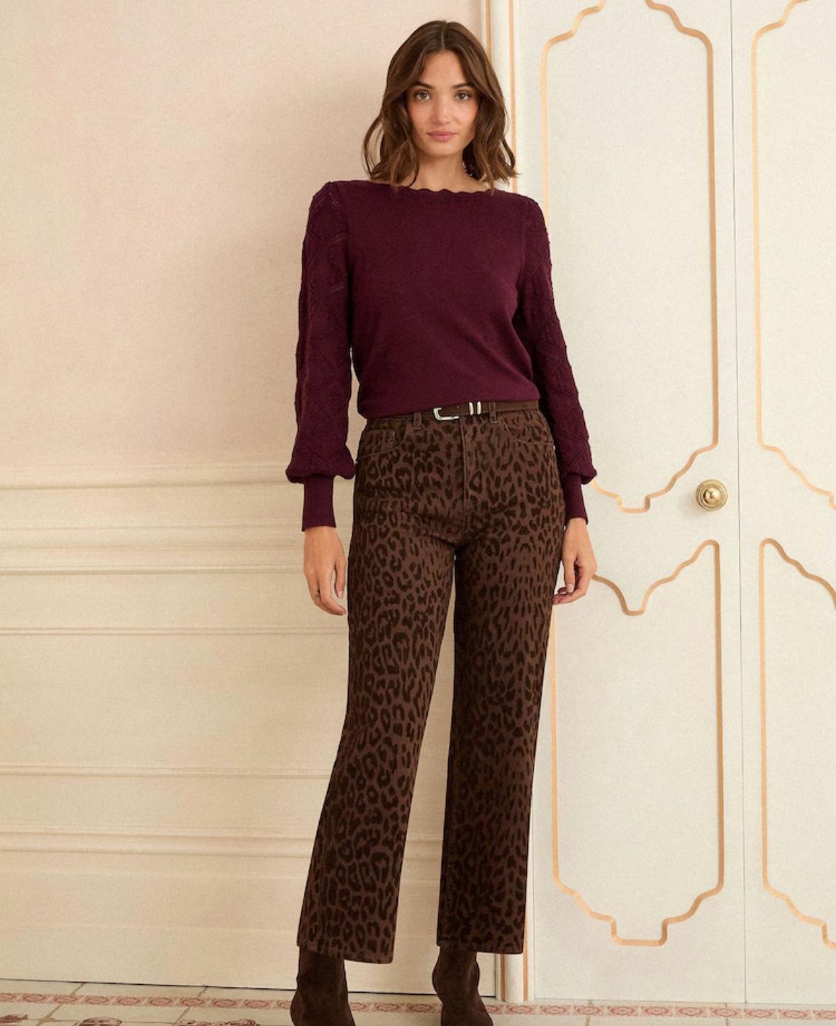 Textured Burgundy Knit Sweater