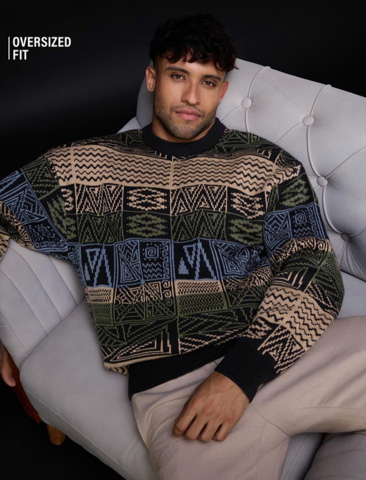 Geometric Pattern Oversized Sweater