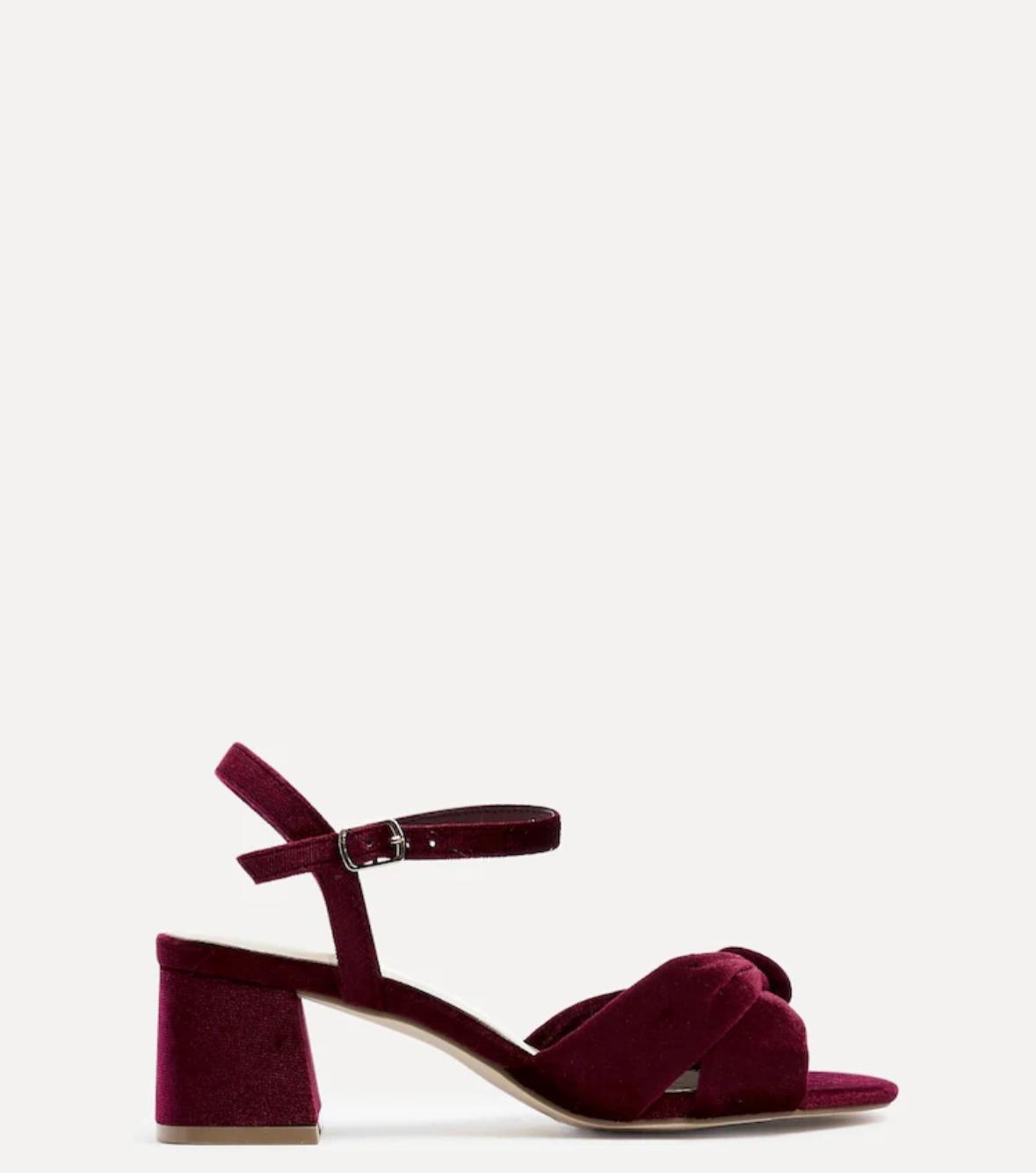 Velvet block heel sandals