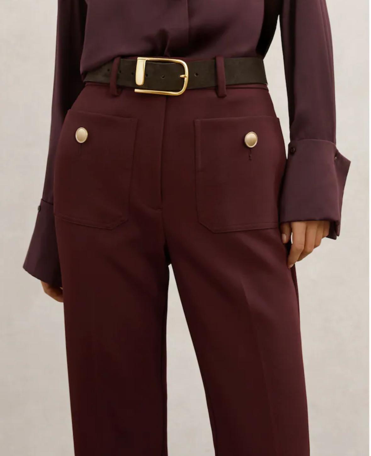 Elegant Burgundy Wide-Leg Trousers