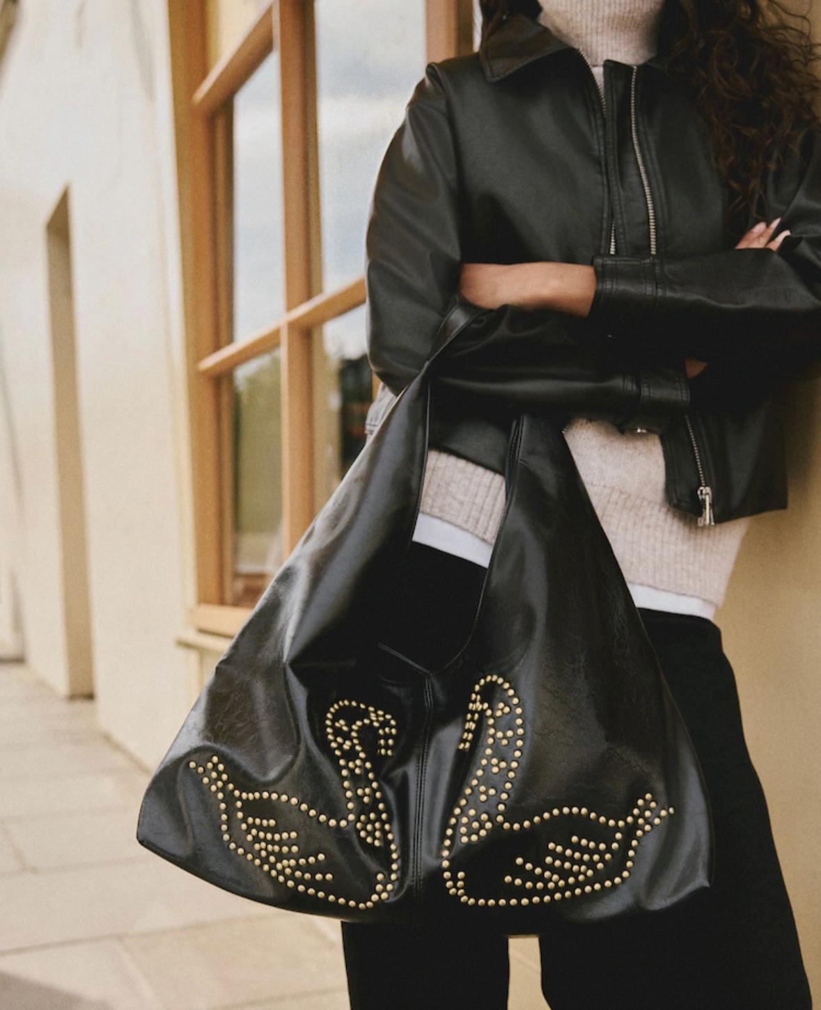 Studded Black Tote Bag