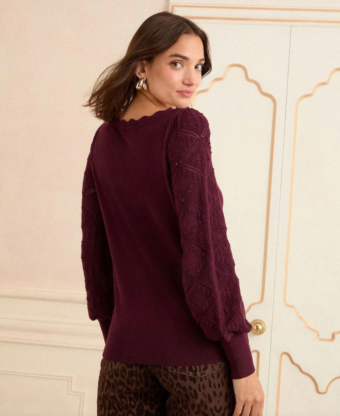 Textured Burgundy Knit Sweater