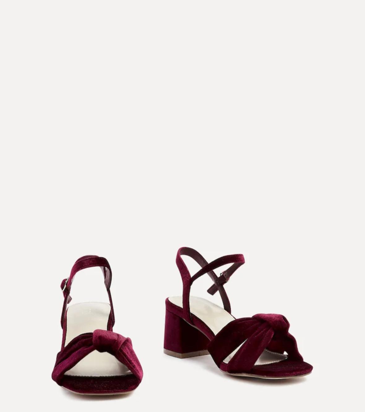 Velvet block heel sandals