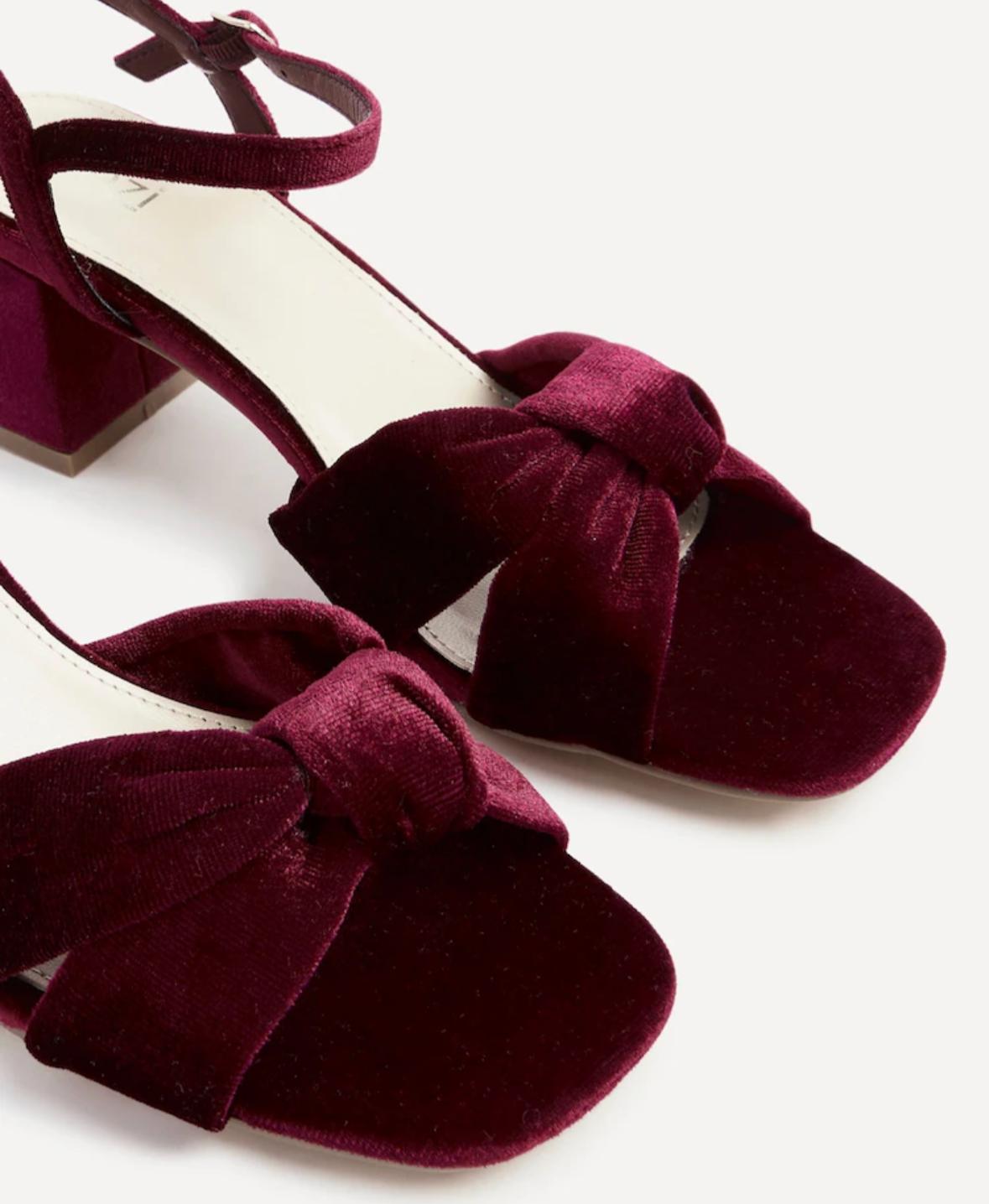 Velvet block heel sandals