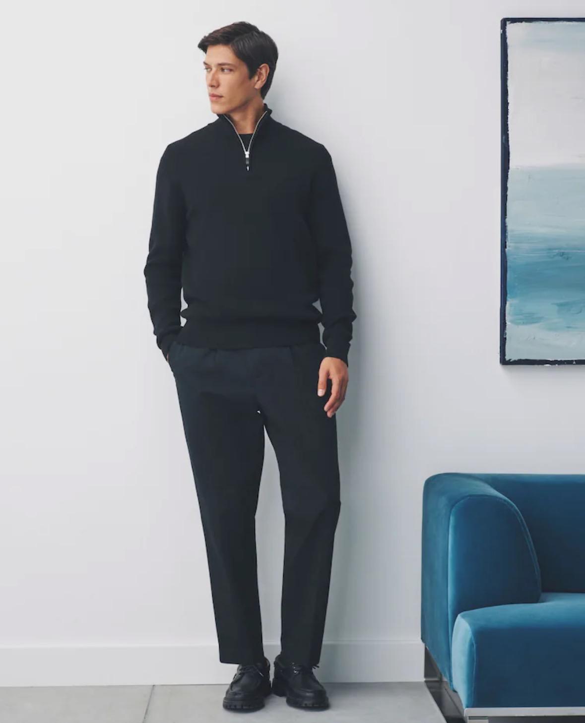 Men's Classic Black Knit Pullover