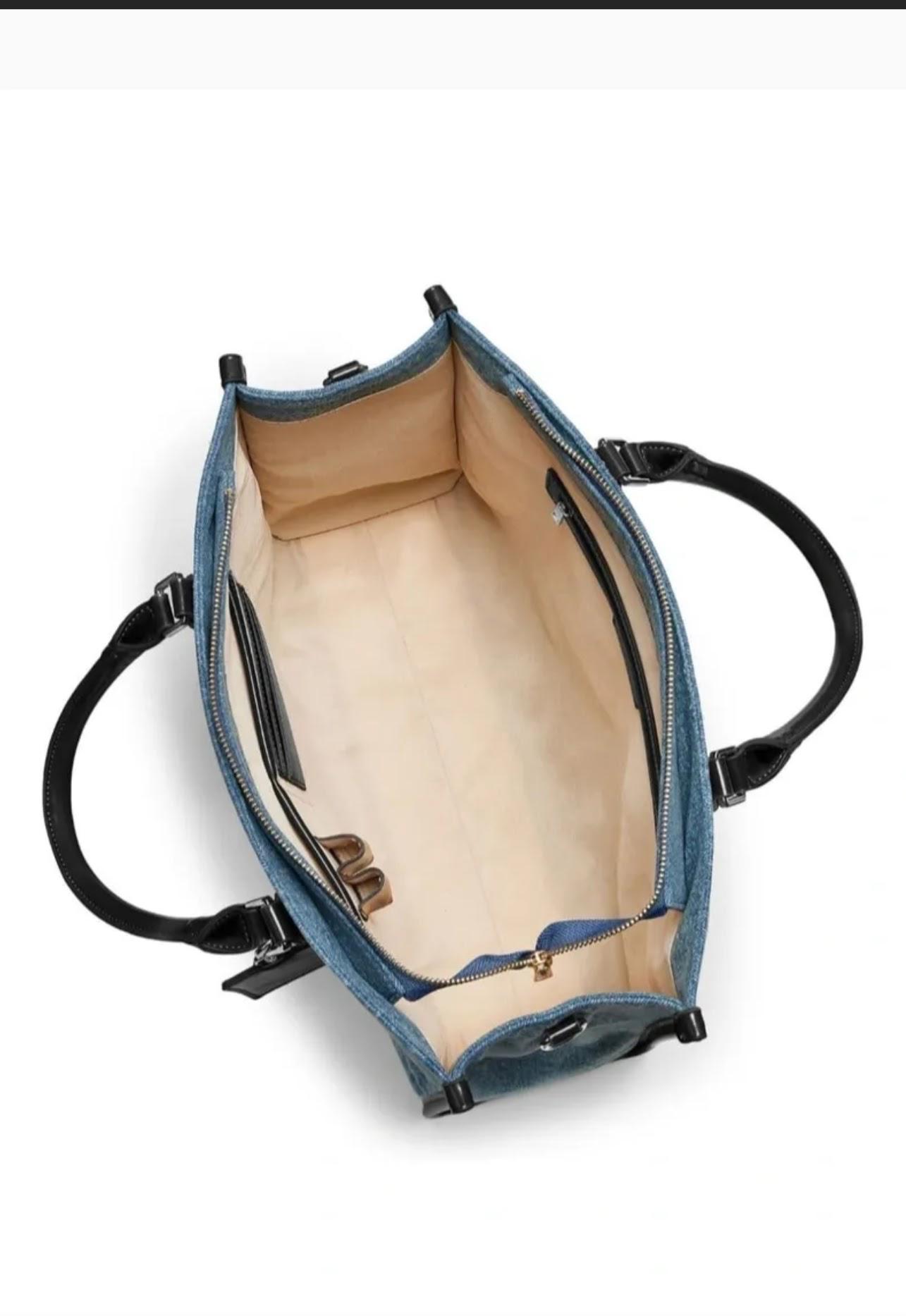 Blue Textured Tote Bag