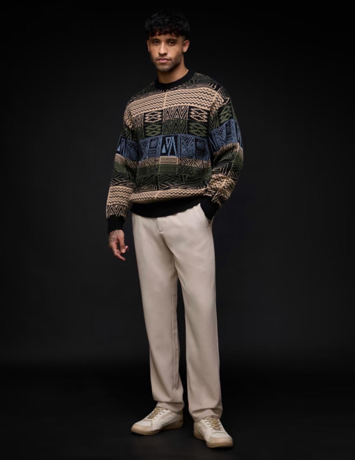 Geometric Pattern Oversized Sweater