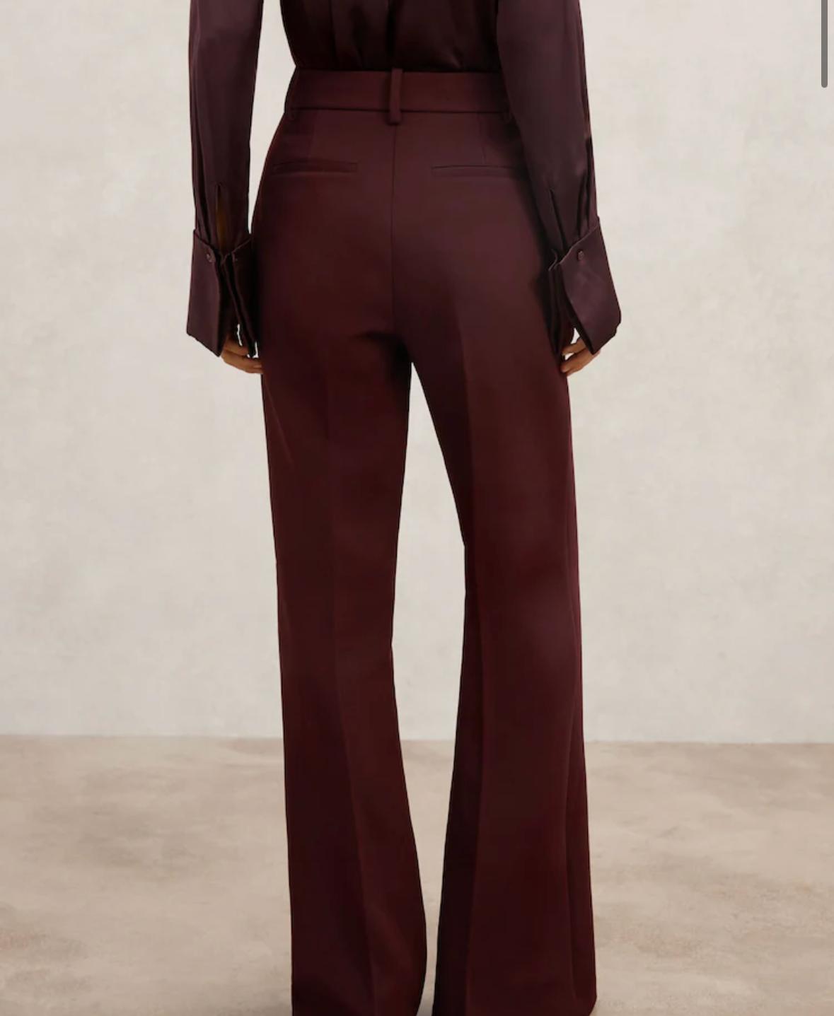 Elegant Burgundy Wide-Leg Trousers