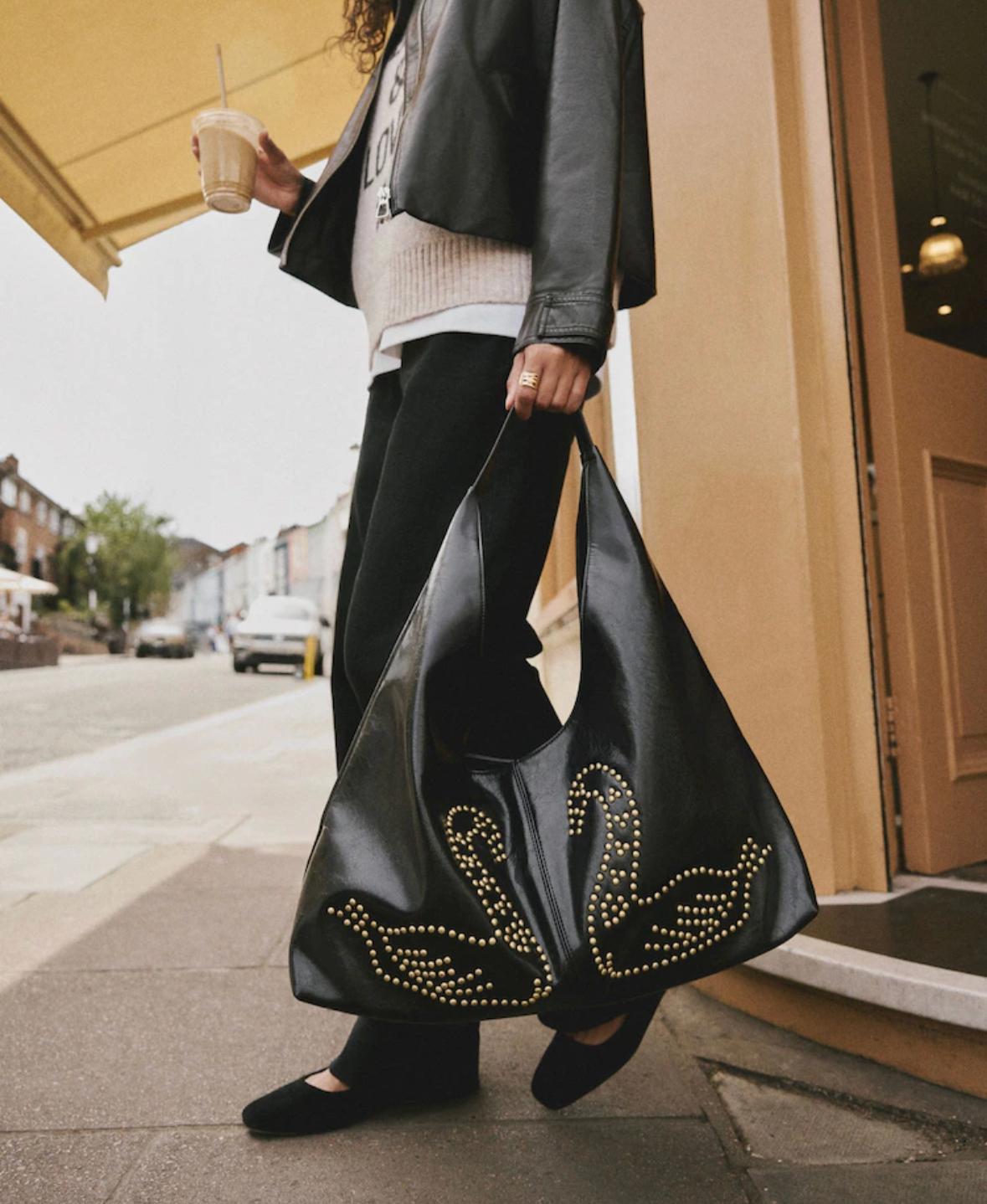 Studded Black Tote Bag