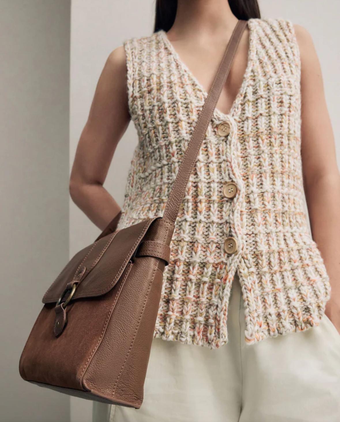 Brown suede crossbody bag