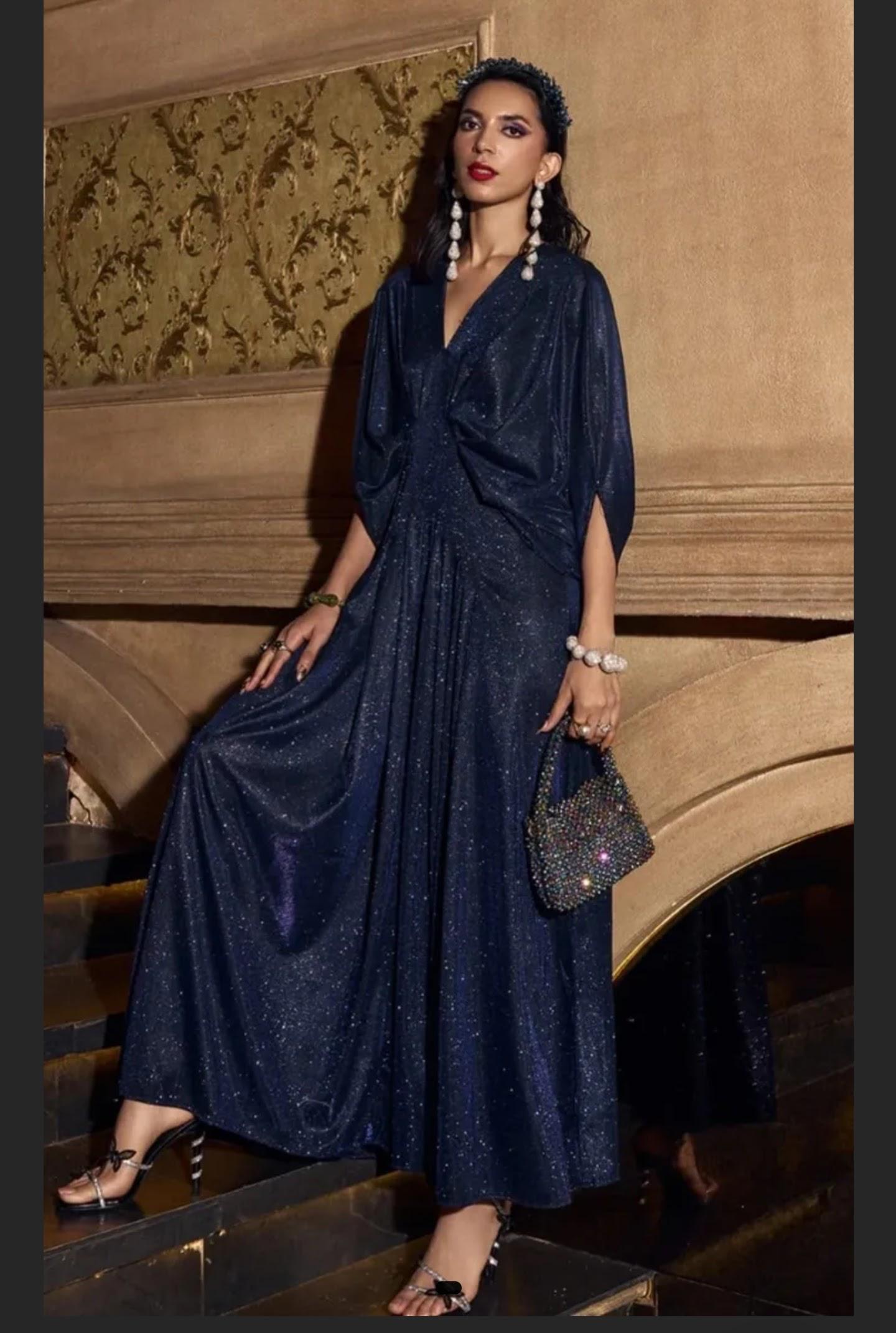 Elegant navy blue evening gown