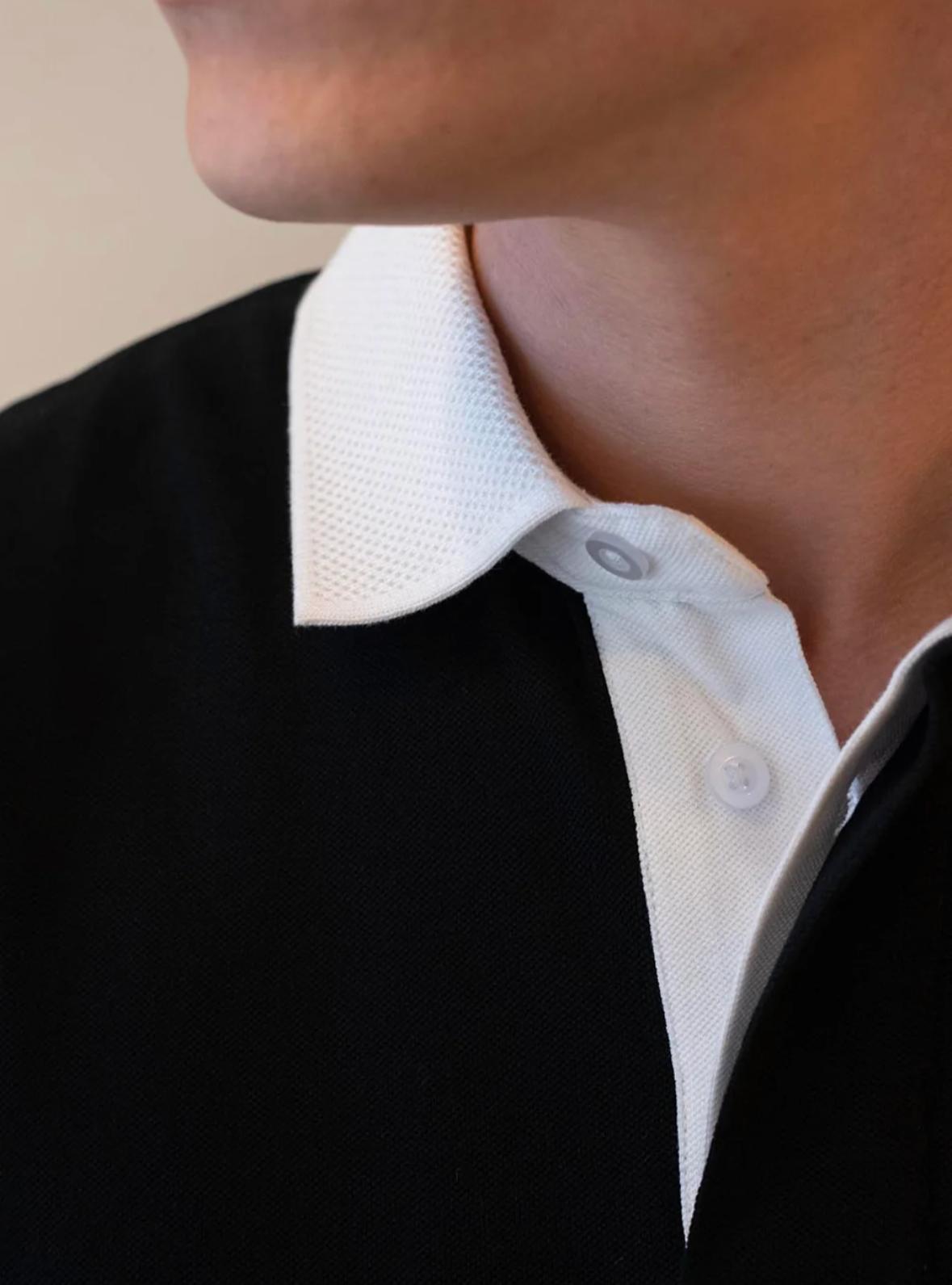 Men's Black Long Sleeve Polo Shirt