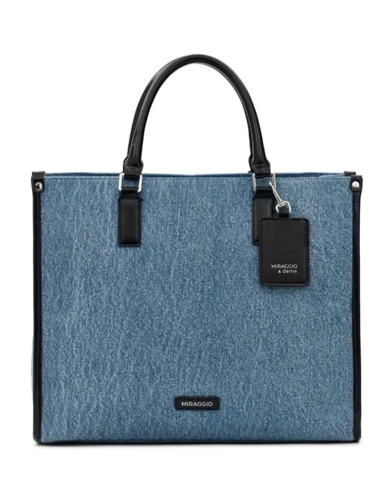 Blue Textured Tote Bag