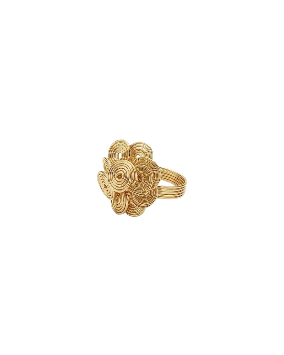 Anillo Flor Espiral Dorada