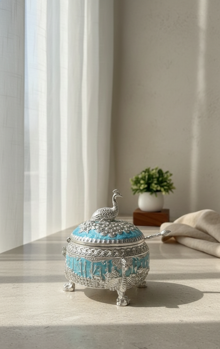Peacock Silver Decorative Box