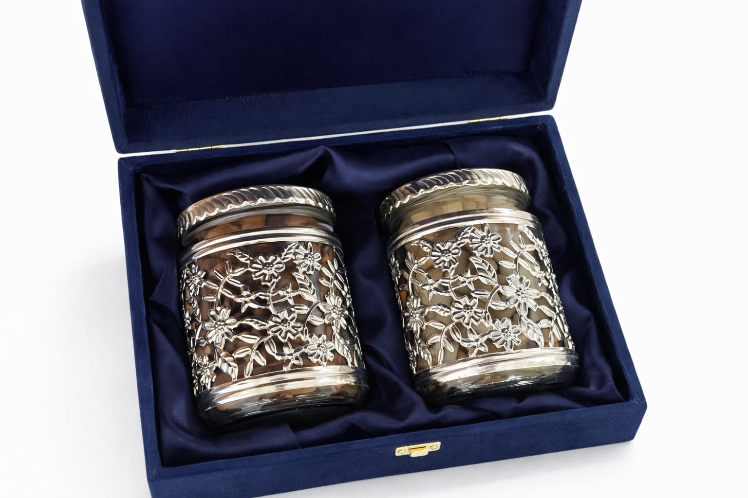 Floral Silver-Plated Jar Set