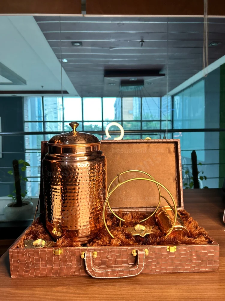 Hammered Copper Storage Jar Gift Set