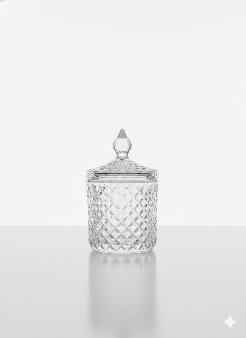 Cut Glass Storage Jar with Lid | Luxury Decorative Glass Jar