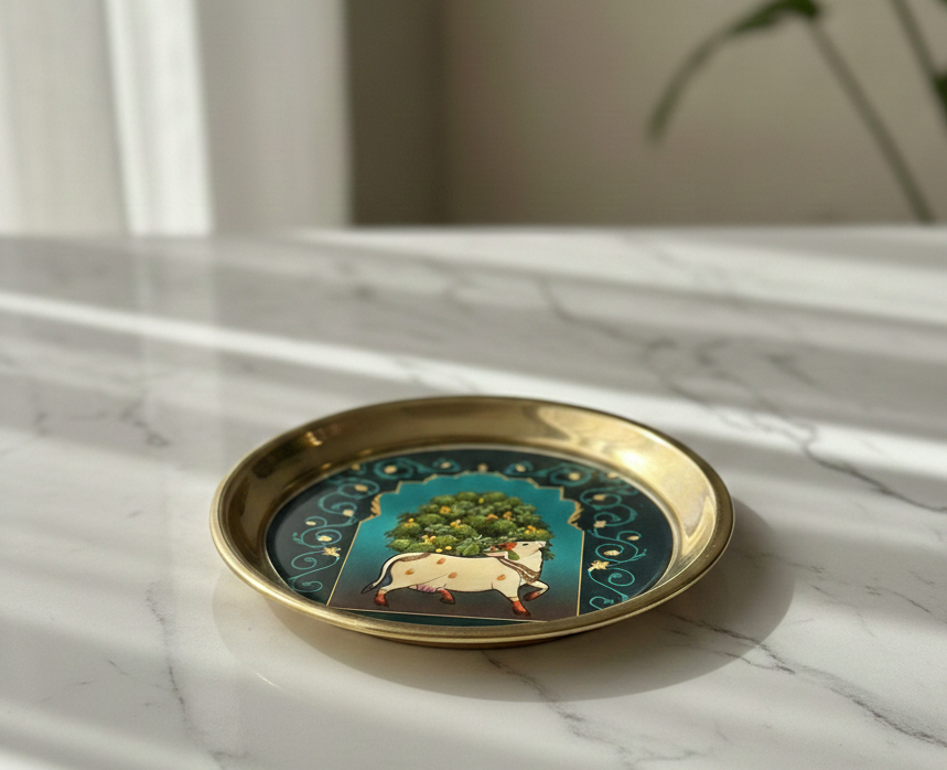 Hand-painted Brass Decorative Plate